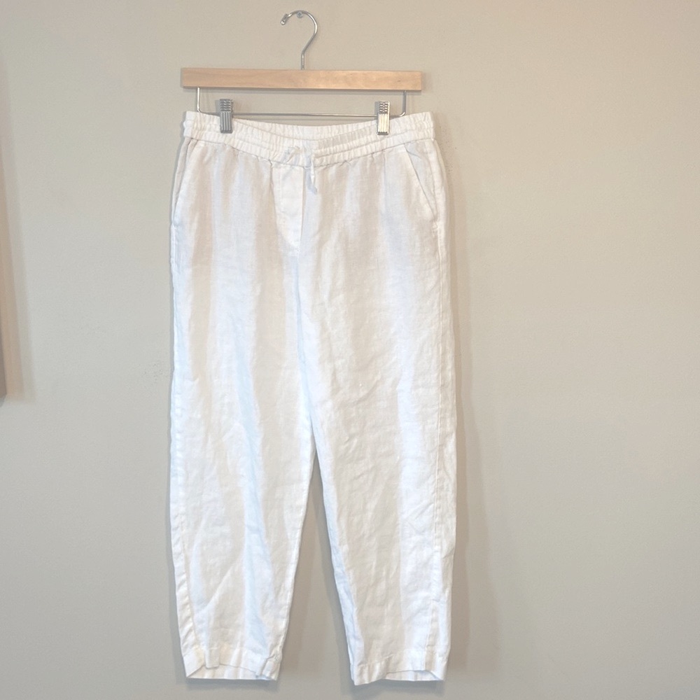 Talbots White linen drawstring pants